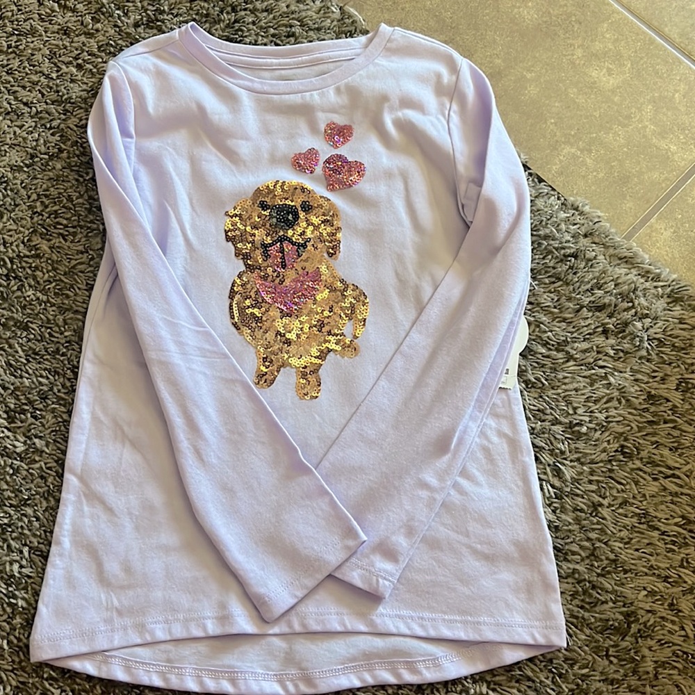 New Girls Lavender Long Sleeve Tee-Shirt Size S 6-6x